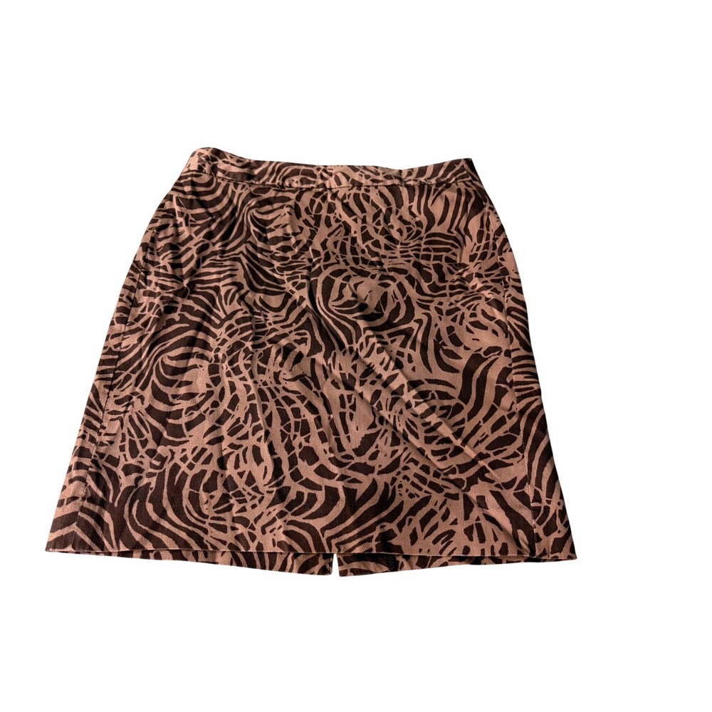 Banana Republic Brown Tan Abstract Animal Print Pencil Mini Skirt Size 2